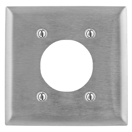 HUBBELL WIRING DEVICE-KELLEMS Wallplates and Boxes, Metallic Plates, 2- Gang, 1) 2.15" Opening, 4 Bolt Mount, 430 Stainless Steel SS703L
